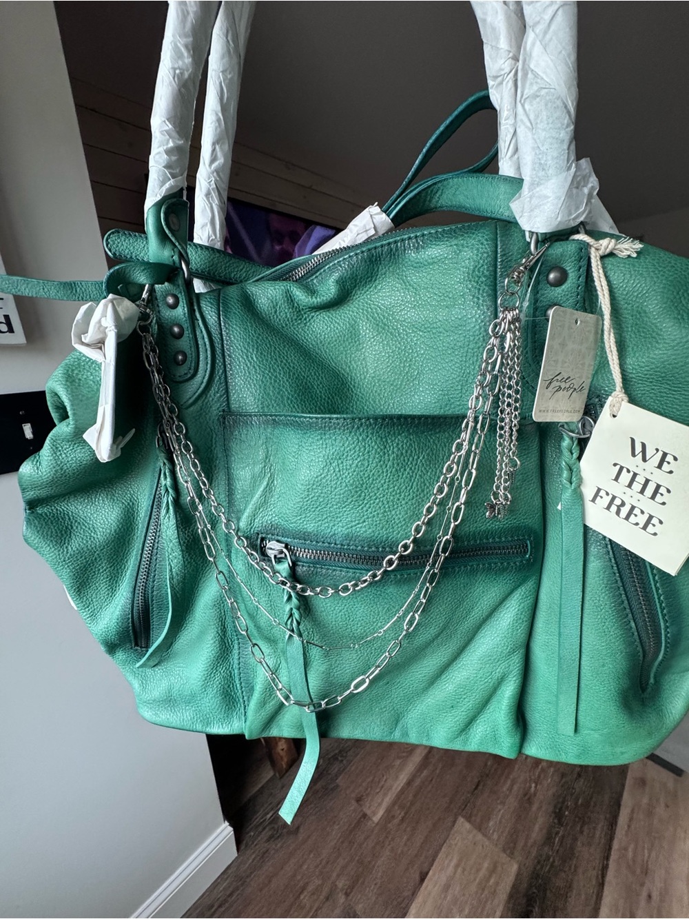 New - Free People Large Emerson Tote - GREENERY - Picture 2 of 8